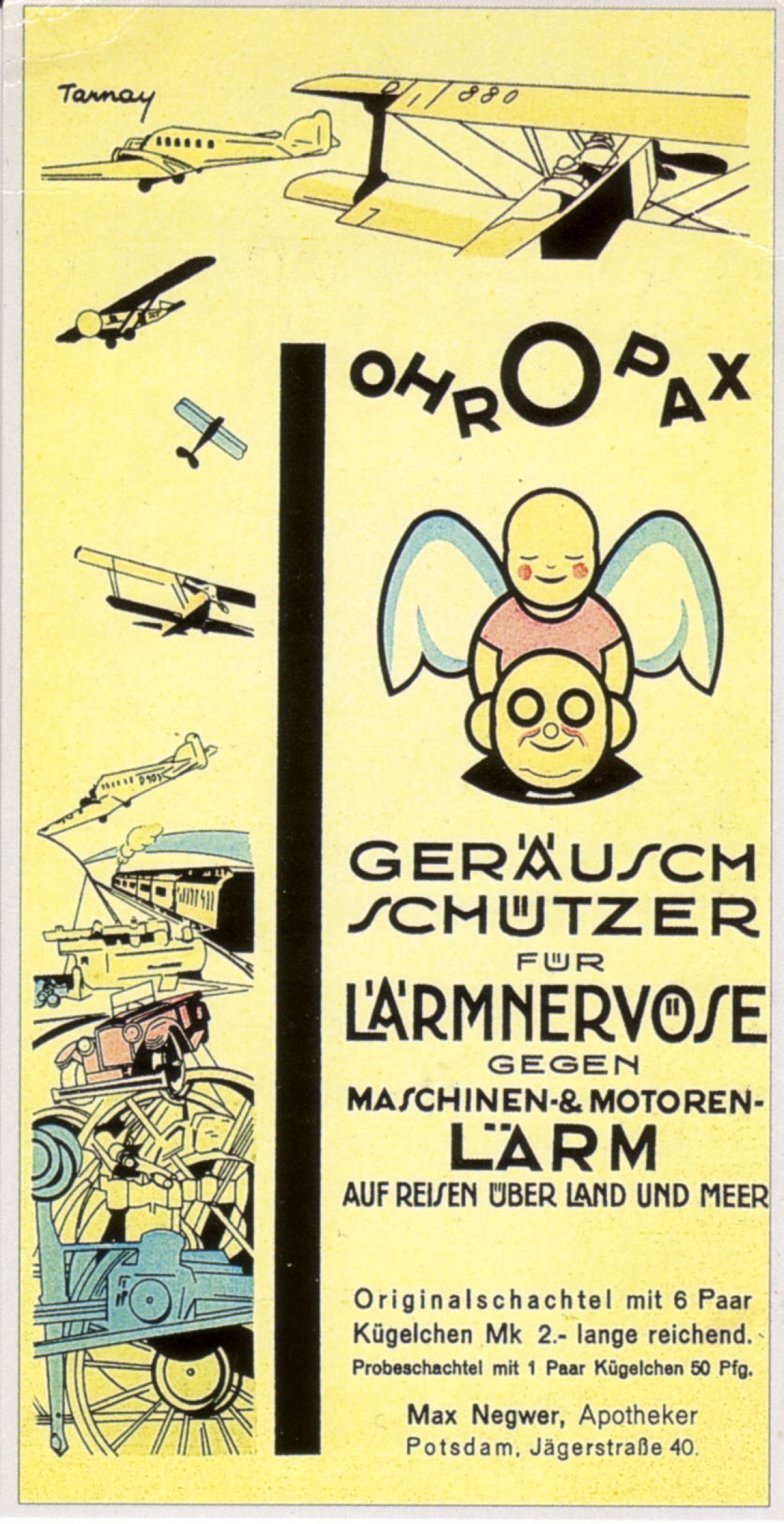 Ohropax-Werbung, 1920er-Jahre: Ohropax-Werbung, 1920er-Jahre