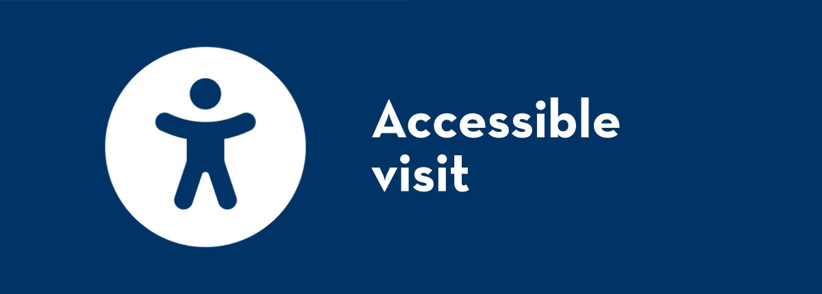 Button featuring a stylized depiction of a person, leading to information for an accessible visit to the museum.: 